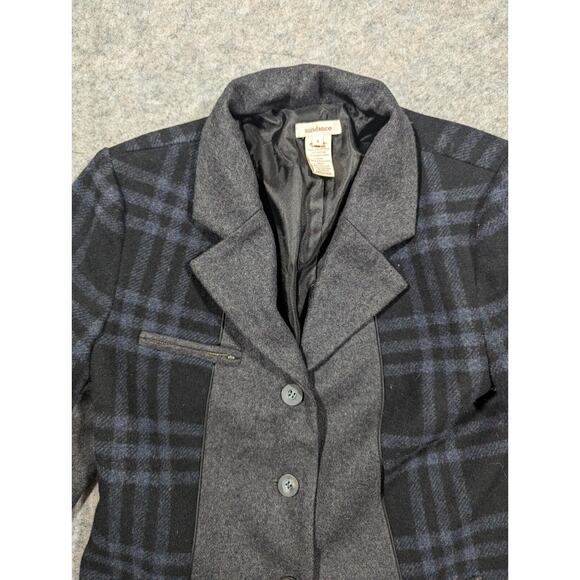 Sundance Size 4 Wool Blend Black Blue Gray Plaid Sweater Blazer Academia - Picture 6 of 8